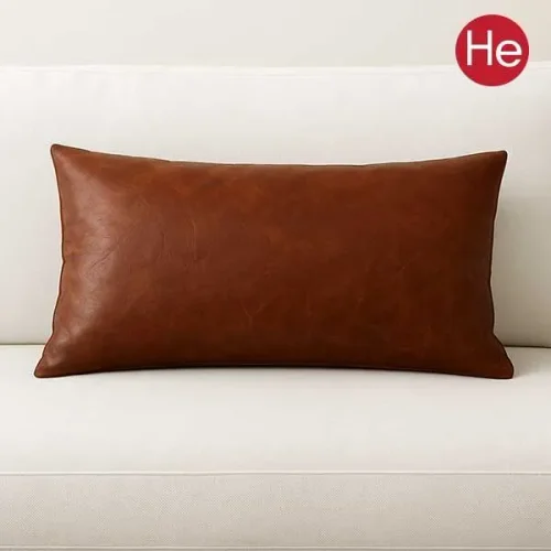 HE 북유럽 스타일 가죽쿠션베개 45x20 통가죽베개 허리 긴목베개 긴가죽쿠션 긴목베개