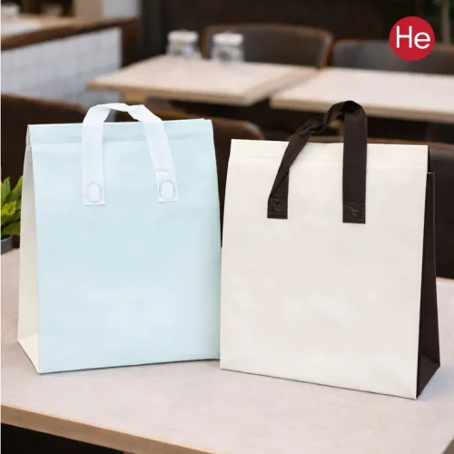 H 케이크 보냉가방 밸크로 양면테이프 부직포 일회용보냉백 휴대용 손잡이